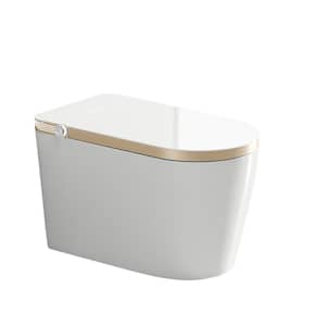 1-Piece 1.1/1.6 GPF Dual Flush Elongated Smart Toilet in White Golden
