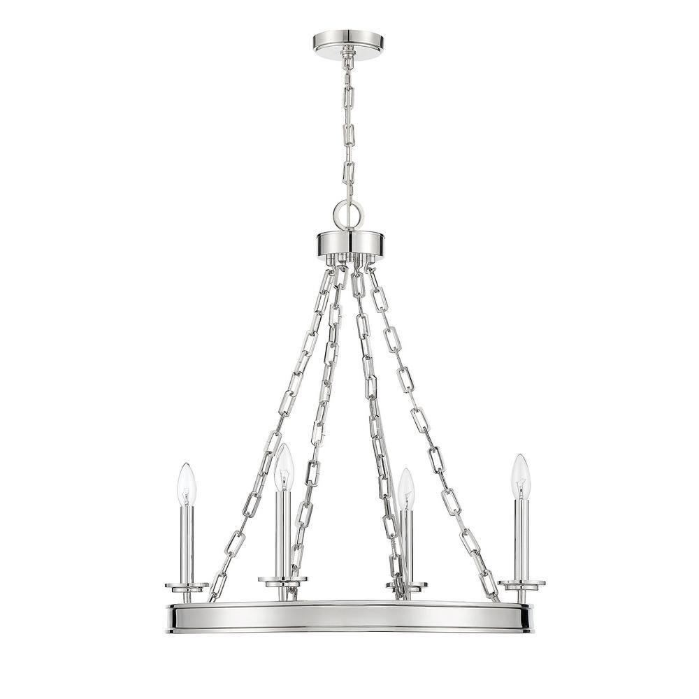Seville Polished Nickel 25" Crystal 4-Light Chandelier