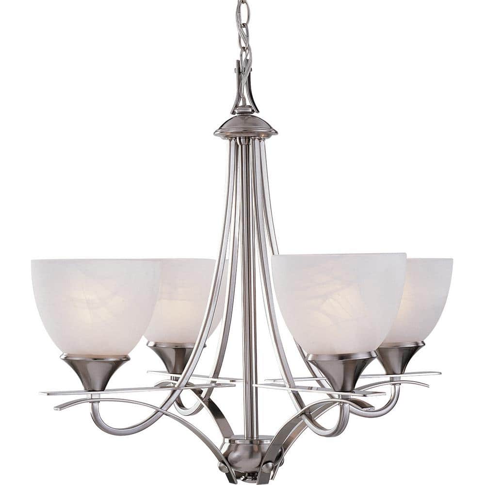 Brushed Nickel  15-Inch Energy Star Chandelier/Pendant With Alabaster Glass