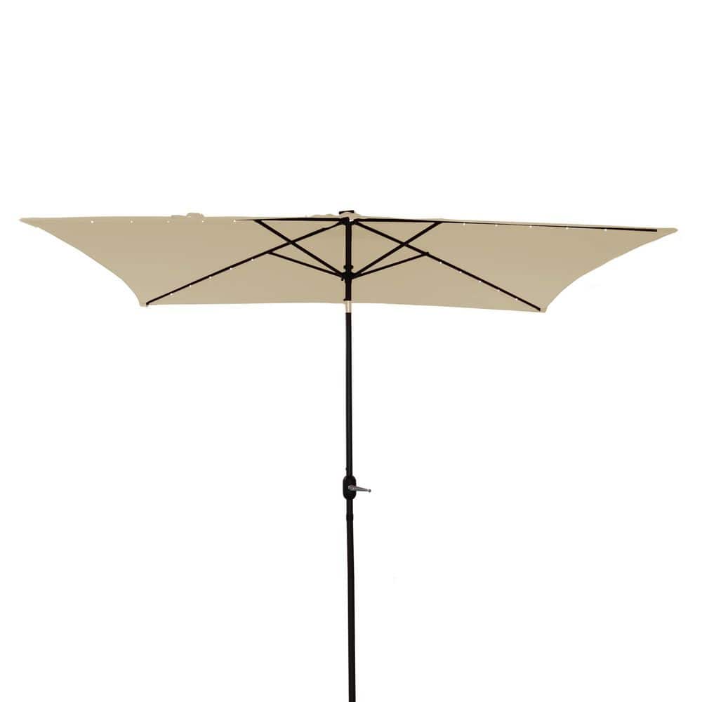 10 ft. x 6.5 ft. Rectangular Lighted Market Umbrella (Gray)