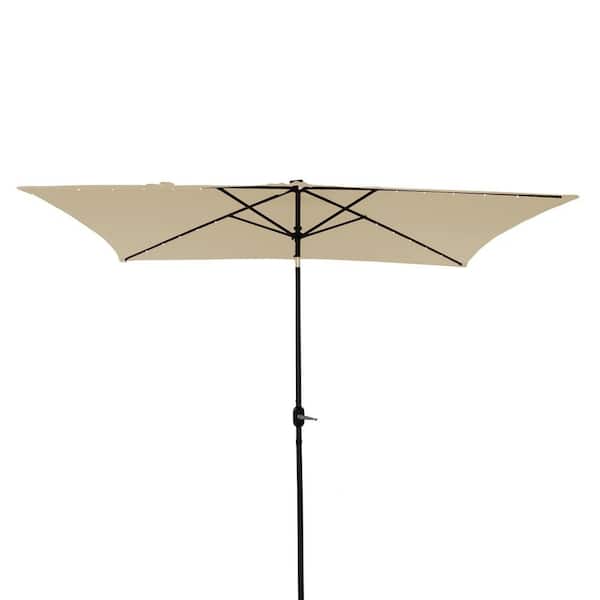 Boyel Living 10 ft. x 6.5 ft. Rectangular Lighted Market Umbrella (Gray)