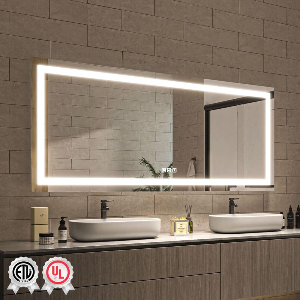 waterpar 72 in. W x 32 in. H Rectangular Frameless Wall Bathroom