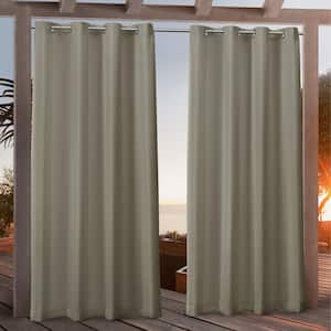Canvas Khaki Solid Light Filtering Grommet Top Indoor/Outdoor Curtain, 54 in. W x 108 in. L (Set of 2)