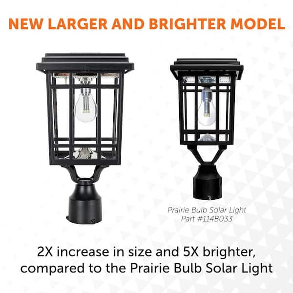 GAMA SONIC Grand Prairie Bulb Single Black Outdoor Solar Post