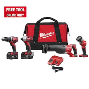 M18 18V Lithium-Ion Cordless Combo Tool Kit with Two 3.0Ah Batteries, 1-Charger, 1-Tool Bag (4-Tool)