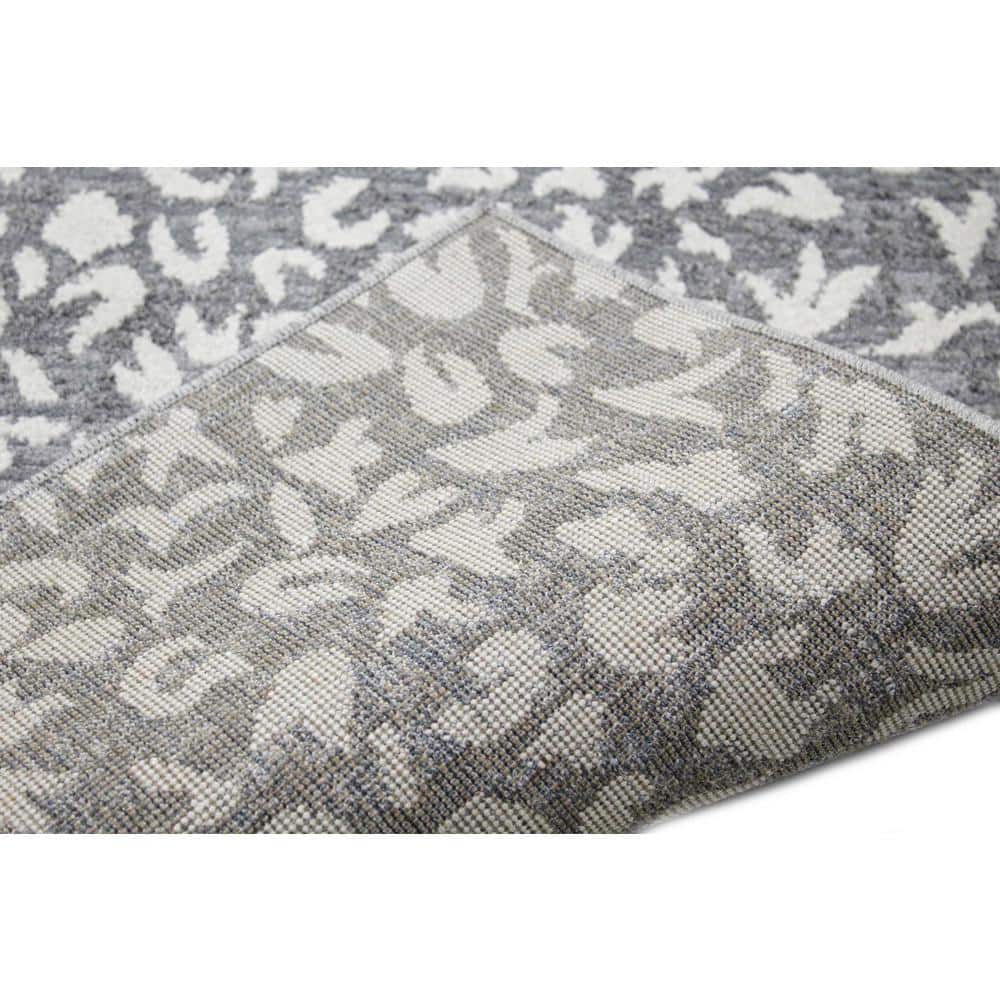 Gray Geometric Washable Synthetic Runner Rug 2'6" x 8'