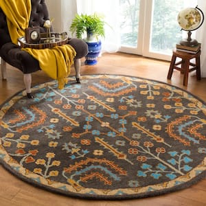 Heritage Charcoal/Multi 6 ft. x 6 ft. Round Border Area Rug
