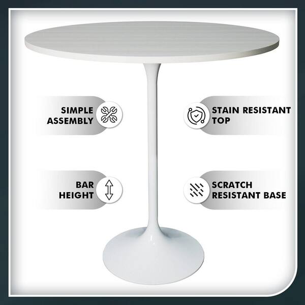 Leisuremod Round 36 in. Bar Height Dining Table with MDF Top and 