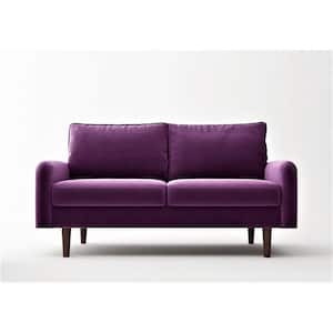 Vivo 57.8 in. Eggplant Velvet 2-Seater Loveseat with Removable Cushions