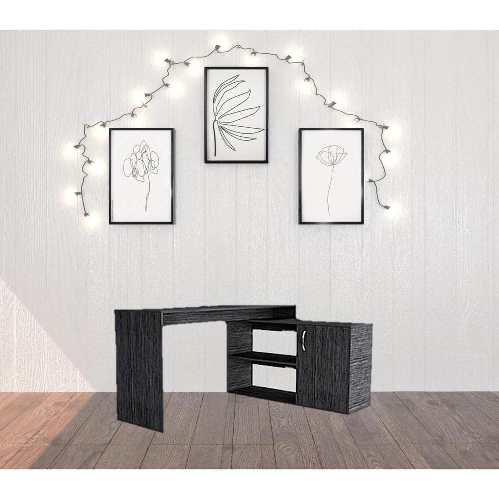 59.6 in. L-Shaped Gray Engineered Wood 0-Drawer Computer Desks