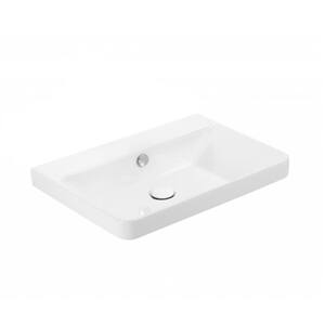 Luxury 55 WG Wall Mount/Drop-In Bathroom Sink in Glossy White without Faucet Hole