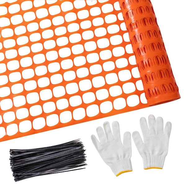 NVNOO 4 ft. x 100 ft. Plastic Safety Fence with 100 Zip Ties, for Garden Fencing, Orange