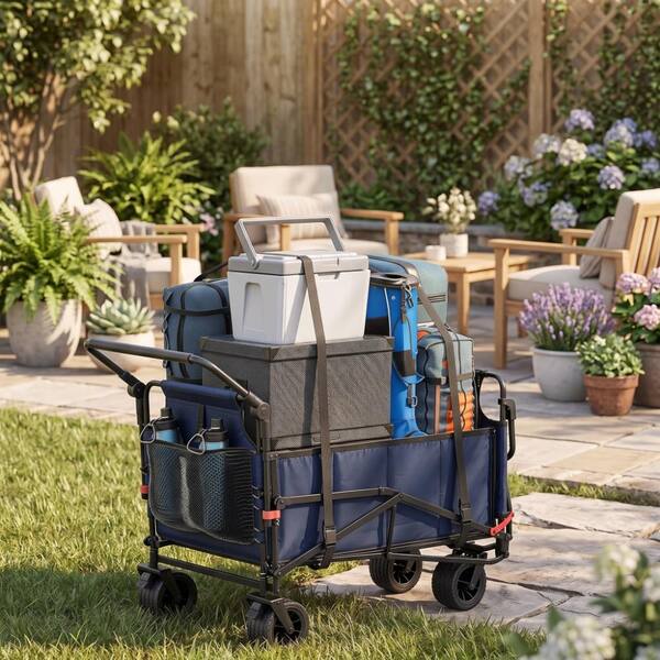 5.03 cu. ft. Metal Garden Cart with 7.5" Tires,650 Lbs Capacity  in Blue
