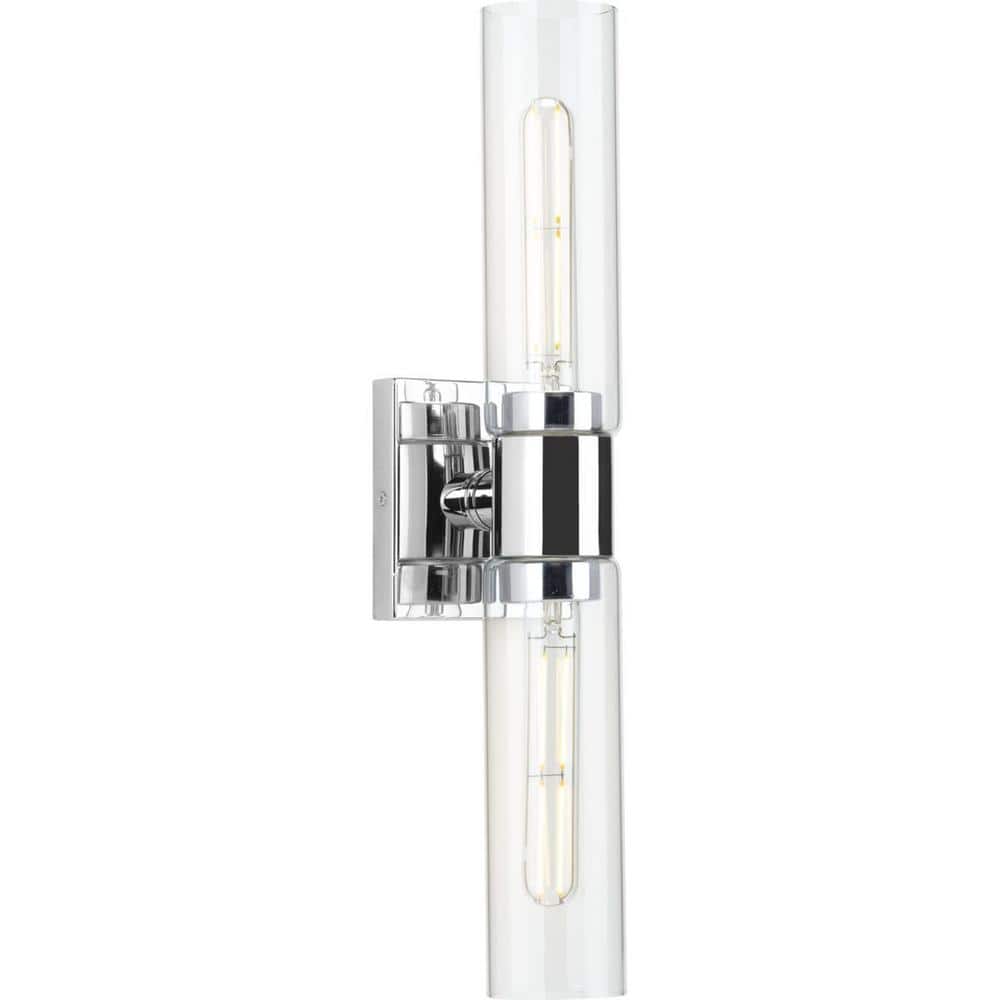 Clarion Polished Chrome 2-Light Cylinder Bath Vanity Light
