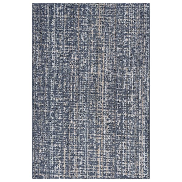Rumba 5 ft. x 7 ft. Slate Blue/Earth Tone Plush Modern Abstract Area Rug