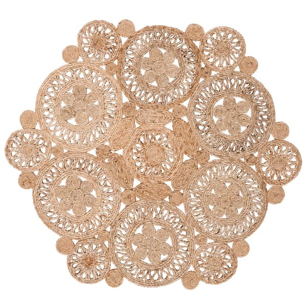 SAFAVIEH Natural Fiber Beige 4 ft. x 4 ft. Solid Color Round Area Rug