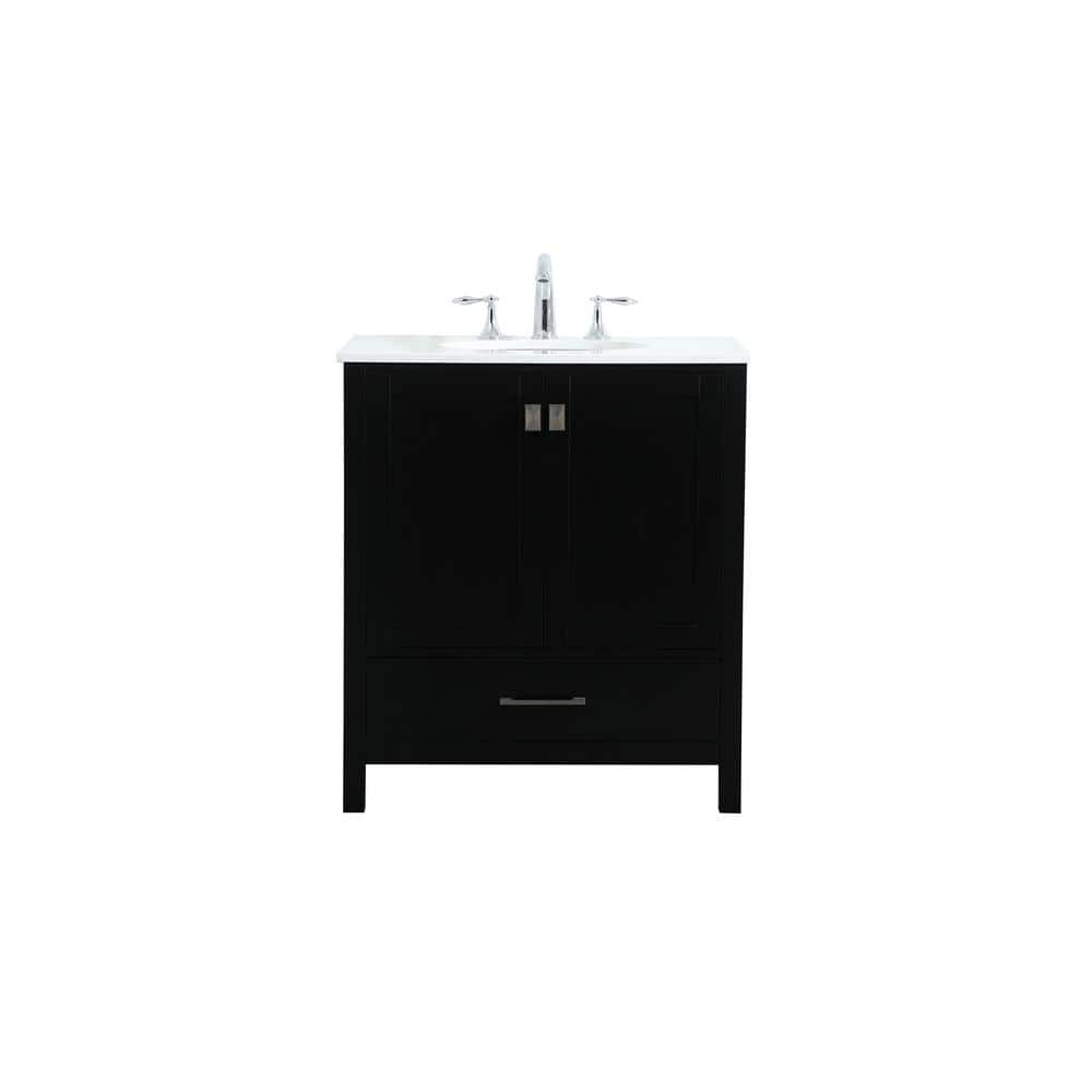 Simply Living 30 in. W x 22 in. D x 34 in. H Bath Vanity in Black with ...