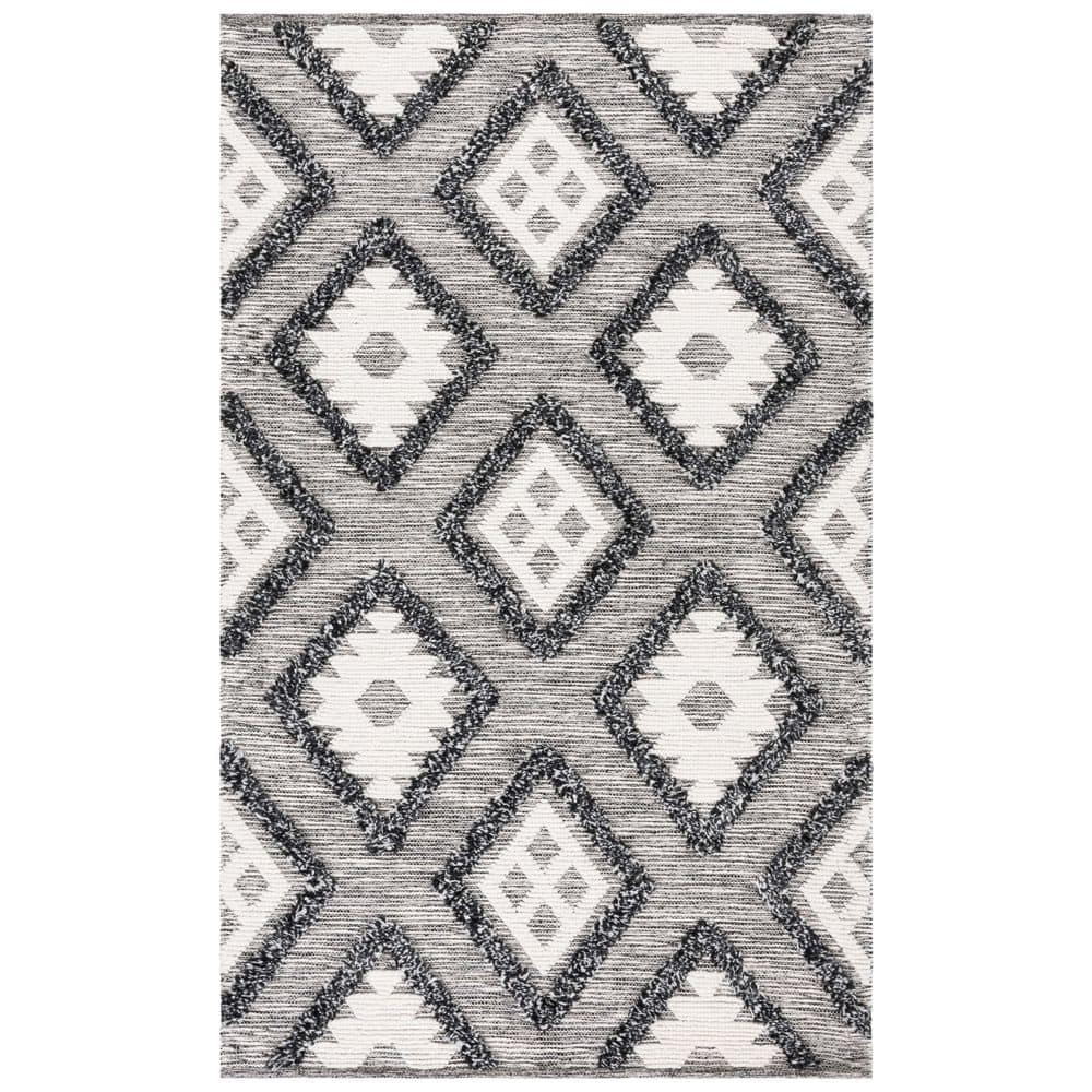 SAFAVIEH Natura 5 ft. x 8 ft. Black/Ivory Diamond Marle Area Rug ...