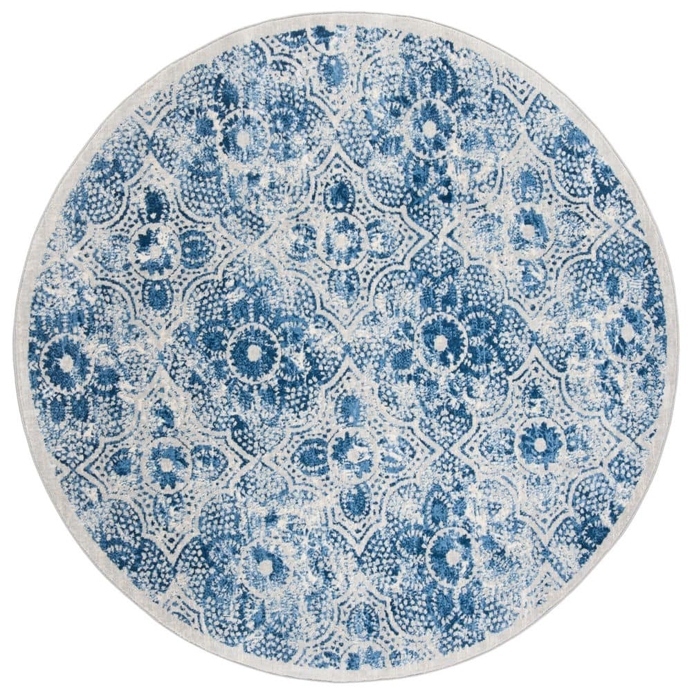 Martha Stewart Cream/Blue 7 ft. x 7 ft. Floral Medallion Geometric Round Area Rug price history on PriceWatchPro