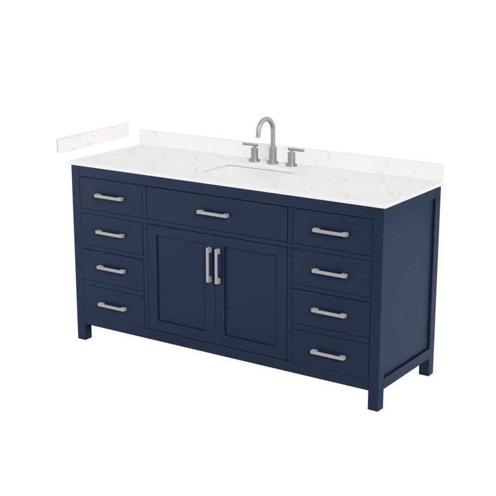 Beckett 66 in. Single Freestanding Dark Blue Bath Vanity with Top price history on PriceWatchPro