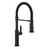 Delta Rhett Pro Single Handle Pull Down Sprayer Kitchen Faucet with Spring Spout in Matte Black 18829-BL-DST