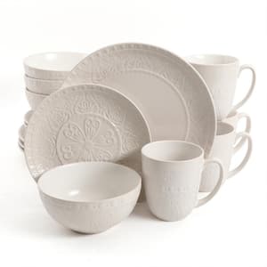 Elite Milanto 16-Piece Traditional Cream Stoneware Dinnerware Set (Service for 4)