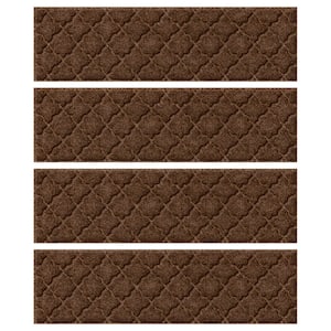 Waterhog Cordova Dark Brown 8.5 in. x 30 in. PET Polyester Indoor Outdoor Stair Tread Cover (Set of 4)