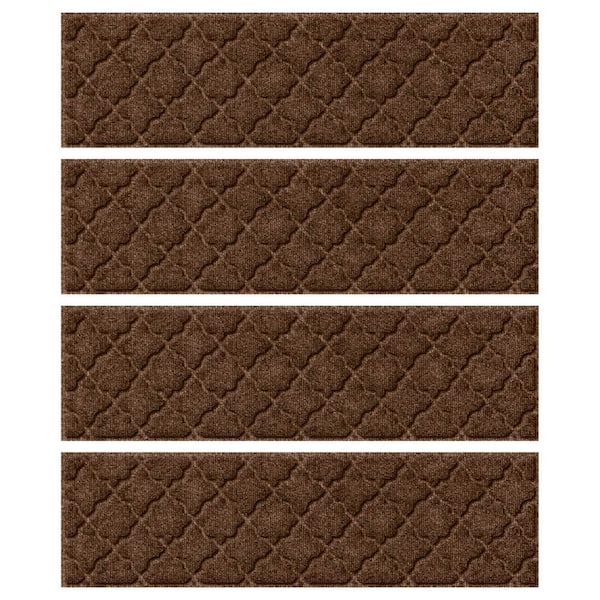 Bungalow Flooring Waterhog Cordova Dark Brown 8.5 in. x 30 in. PET Polyester Indoor Outdoor Stair Tread Cover (Set of 4)