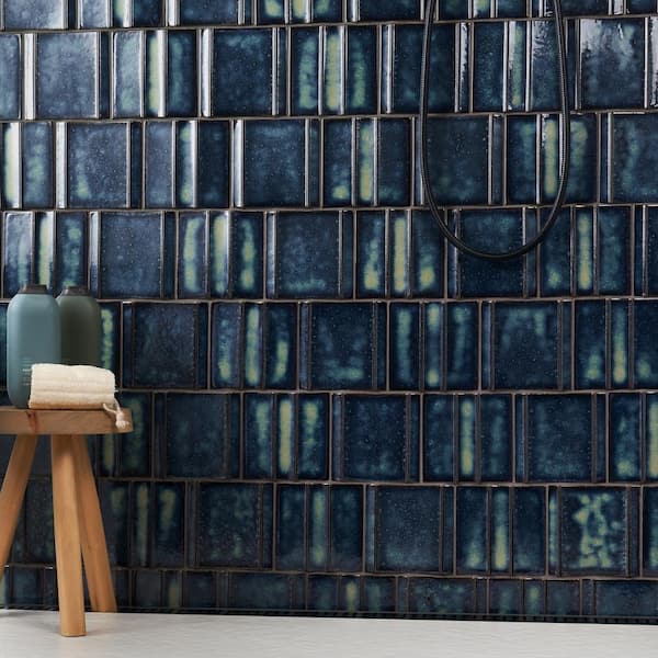 Ivy Hill Tile Hikari Ocean Blue 5.82 in. x 5.82 in. 3D Metallic