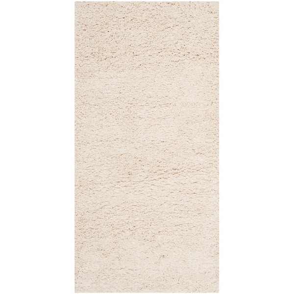 Milan Shag Ivory2 ft. x 3 ft. Solid Flokati Area Rug
