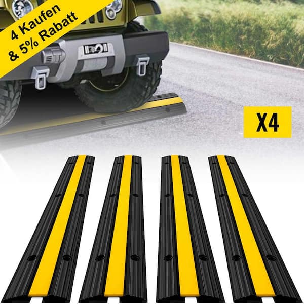 3.3 ft. 1-Channel Rubber Cable Protector Ramp with PVC Cover (4-Pack)