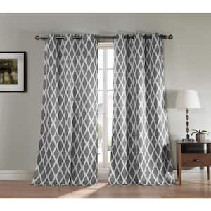 Grey Geometric Thermal Blackout Curtain - 84 in. W x 38 in. L (Set of 2)