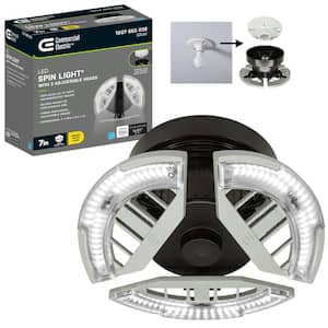 7 in. Spin Light 3 Adjustable Heads 3500 Lumens LED Flush Mount Garage Light and Basement - Screws into Lampholder
