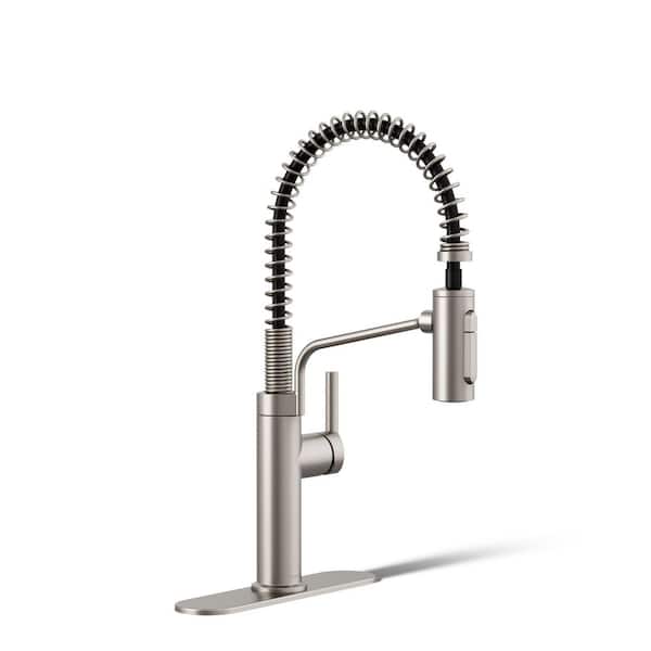 Ringby 18.06 in. H Single Handle Pull Down Sprayer Kitchen Faucet with 180-degree Spout Swivel in Spot-Repel Stainless