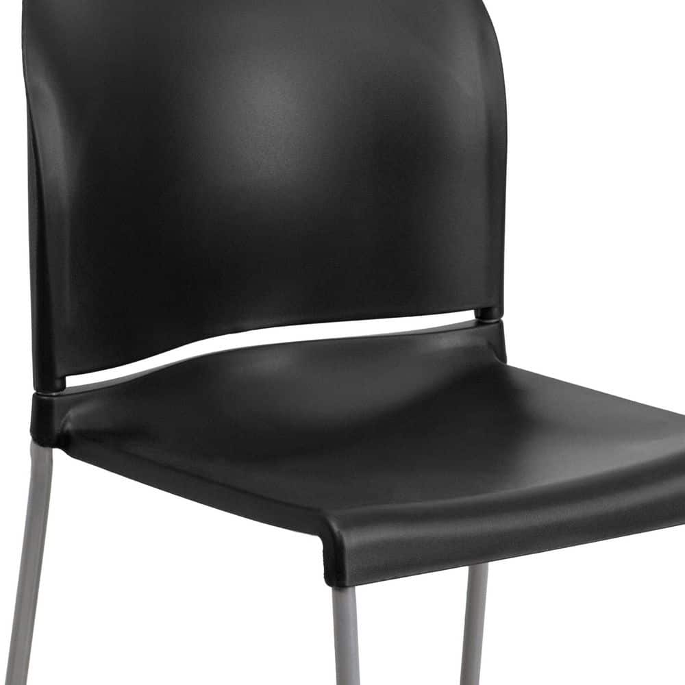 Modern Black Metal Stackable Chair with Polypropylene Seat
