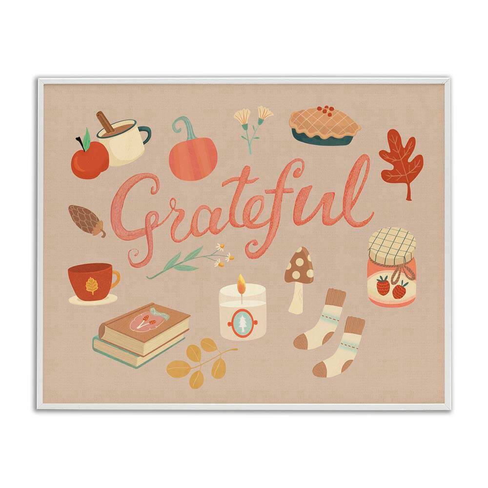 Grateful Cozy Fall Essentials by Laura Watson White Framed Typography Giclee Art Print 11 in. x 14 in. price history on PriceWatchPro