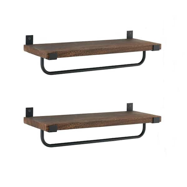 Cubilan 17 in. W x 6 in. D Brown Wall Mounted Coffee Mug Rack Decorative Wall Shelf (Set of 2)