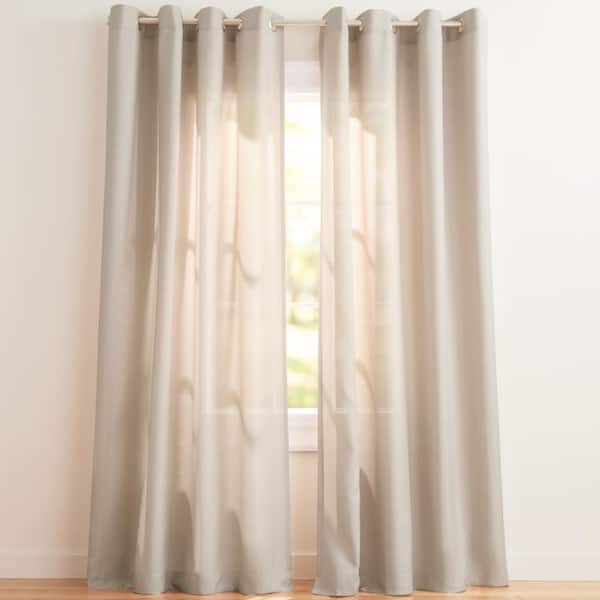EXCLUSIVE HOME Loha Beige Solid Light Filtering Grommet Top Curtain, 54 in. W x 84 in. L (Set of 2)