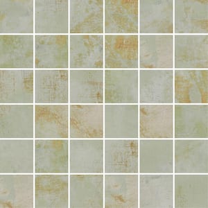 Aureate 11.71 in. x 11.71 in. Natural Moss Green Porcelain Mosaic Wall and Floor Tile (7.62 sq. ft./case) (8-pack)
