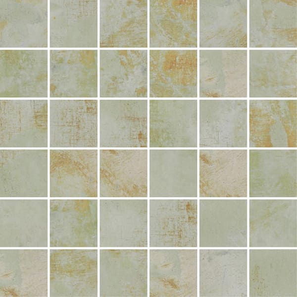 Aureate 11.71 in. x 11.71 in. Natural Moss Green Porcelain Mosaic Wall and Floor Tile (7.62 sq. ft./case) (8-pack)