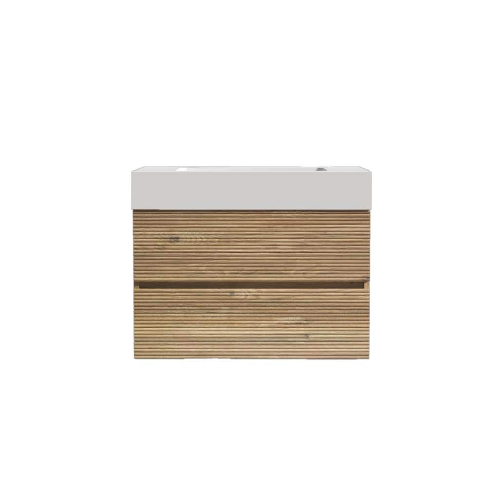 30 in. W Single Sink Wall-Mounted Bath Vanity in Rough Oak with Glossy White Engineered Quartz Composite Top Unassembled price history on PriceWatchPro
