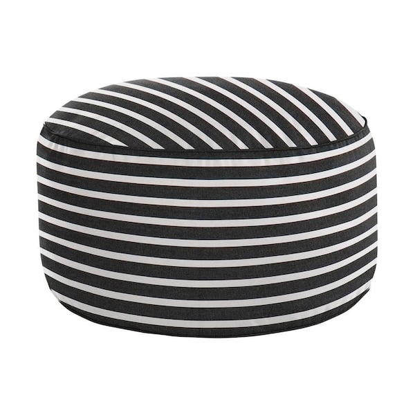 30 in. x 30 in. x 15 in. Sunbrella Shore Classic Stripe Round Outdoor Bean Pouf