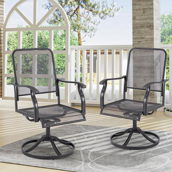 360° Patio Swivel Chairs Set of 2, High-Back All-Weather Outdoor Seating with 15° Rocking Function