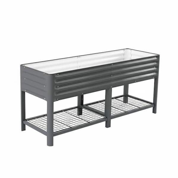 Elevated Garden Bed V Series 2 ft. x 6 ft. without Wheels Outdoor Metal Planter Box for Vegetables Flower Modern Gray
