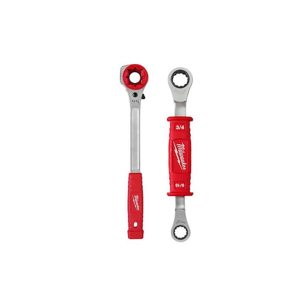Milwaukee Lineman's High Leverage 3/4 in. Ratcheting Wrench with Milled Face & Lineman's 2-in-1 Insulated Ratcheting Box Wrench