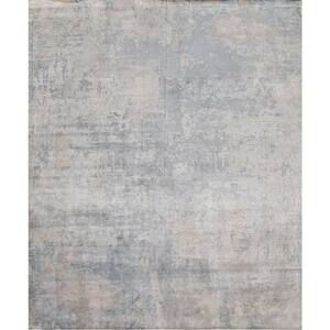 Beverly Silver 6 ft. x 9 ft. Abstract Bamboo Silk Area Rug