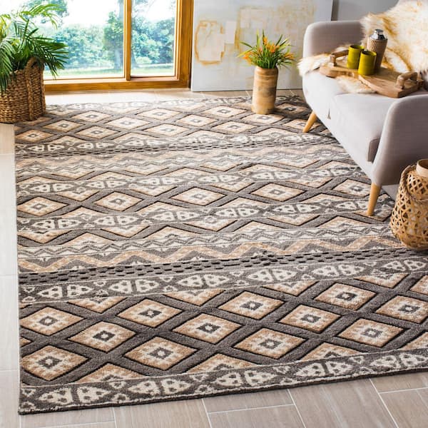 Challe 9 ft. x 12 ft. Camel High-Low Geometric Area Rug