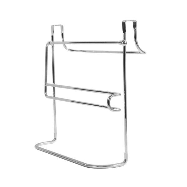 Spectrum Duo 10.5 in. x 12 in. x 5.75 in. Over the Cabinet Dual Towel Bar and Bottle Organizer in Chrome