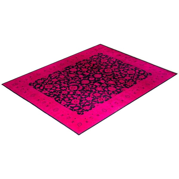 Overdyed Pink 8 ft. x 10 ft. Solid Wool Indoor Area Rug