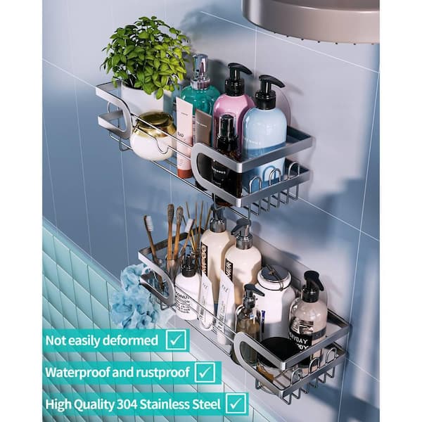 Dyiom Iron Shower Caddy Bathroom Shelf with Hooks, Shower Basket